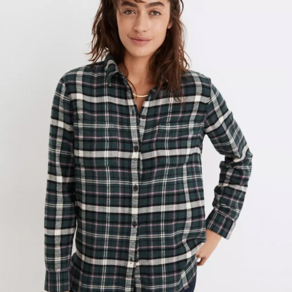 Madewell Flannel Classic Ex-Boyfriend Shirt in Baywood Plaid - Picture 4 of 4